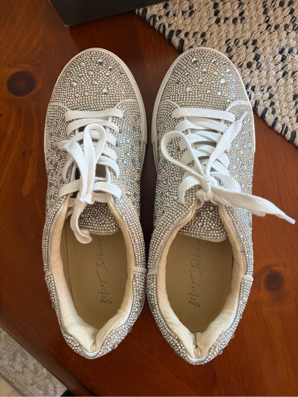 Dazzling Betsey Johnson Sidny Rhinestone Sneakers all-over crystal pave